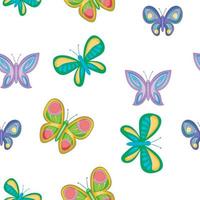 Types of butterflies pattern, cartoon style vector