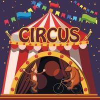 Circus animals show tent concept, cartoon style vector