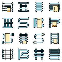 Heated towel rail icons set vector flat