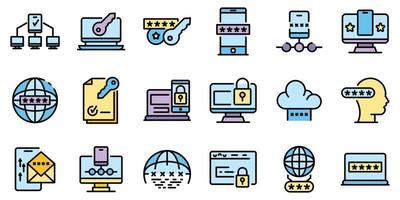 Multi-factor authentication icons set vector flat