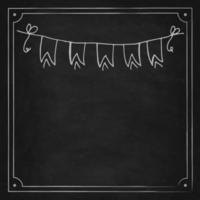 Oktoberfest 2022 - Beer Festival. Hand-drawn Doodle festive garland of flags on a black chalk board. German Traditional holiday. vector