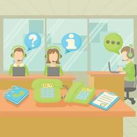 Call center service concept, cartoon style vector