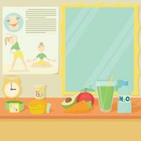 Health lifestyle items concept, cartoon style vector