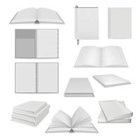 Book notepad mockup set, realistic style vector