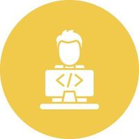 Programmer Glyph Circle Background Icon vector