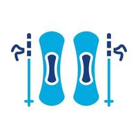 Skiing Glyph Two Color Icon vector