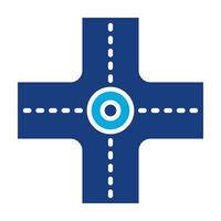 Four Way Intersection Glyph Two Color Icon vector