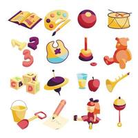 Kindergarten items icons set, carftoon style