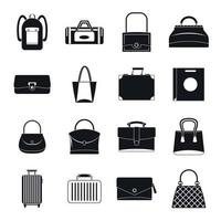 Bag baggage suitcase icons set, simple style vector