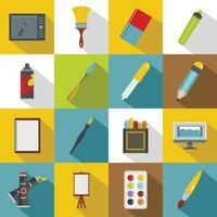 Design and drawing tools icons set, flat style vector