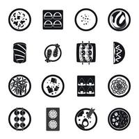 Japan food icons set, simple style vector