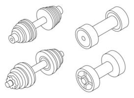 Dumbell icons set vector outine