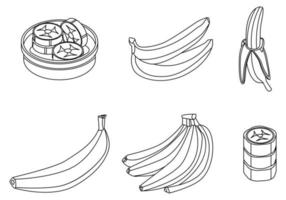 conjunto de iconos de plátano esquema vectorial vector