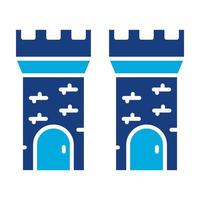 Castle Tower Glyph Two Color Icon vector