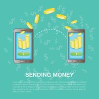 Sending money concept, cartoon style vector