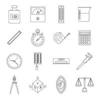 Measure precision icons set, outline style vector