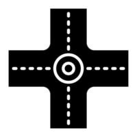 Four Way Intersection Glyph Icon vector