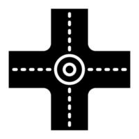 icono de glifo de intersección de cuatro vías vector