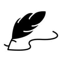 Writing Feather Glyph Icon vector