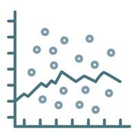 icono de dos colores de línea de gráfico de dispersión vector