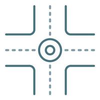Four Way Intersection Line Two Color Icon vector