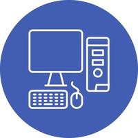 Computer Workstation Line Circle Background Icon vector
