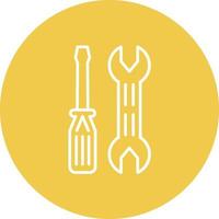 Screwdriver and Wrench Line Circle Background Icon vector