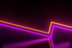 3d render of RGB neon light on darkness background. Abstract Laser lines show at night. Ultraviolet spectrum beam scene photo