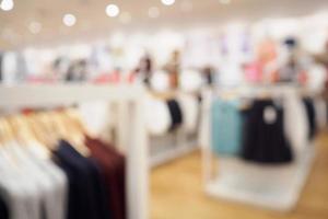 clothing store in shopping mall boutique shop interior blur defocused background photo