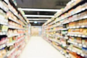 Abstract blur supermarket aisle defocused background photo