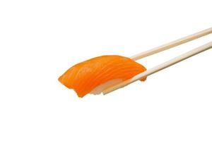 Salmon sushi nigiri isolated on white background photo