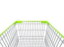 green shopping cart isolated on white background with clipping path photo