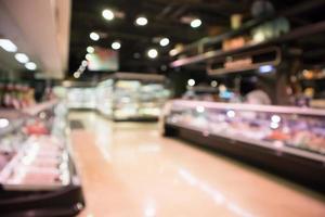 Abstract supermarket grocery store blurred defocused background with bokeh light photo