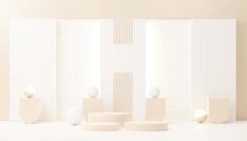 3d render abstract display podium platform for  product presentation and advertising. Minimal scene backdrop with clean design. Vacant pedestal for mock up. Empty stage with pastel color for cosmetic. photo