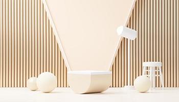 3d render abstract display podium platform for  product presentation and advertising. Minimal scene backdrop with clean design. Vacant pedestal for mock up. Empty stage with pastel color for cosmetic. photo