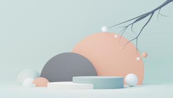 3d render abstract display podium platform for  product presentation and advertising. Minimal scene backdrop with clean design. Vacant pedestal for mock up. Empty stage with pastel color for cosmetic. photo