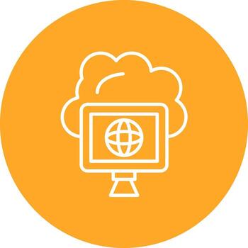 Cloud Computing Line Circle Background Icon vector