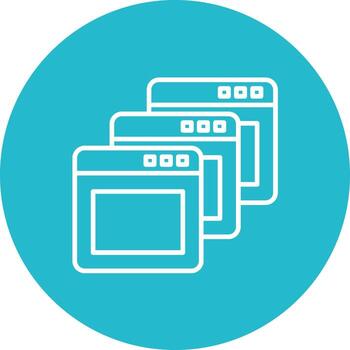 icono de fondo de círculo de línea de pestañas del navegador vector