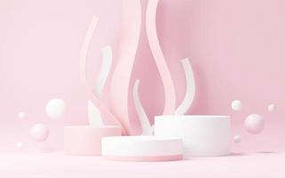 Plataforma de podio de visualización abstracta de renderizado 3d para presentación de productos y publicidad. fondo de escena mínimo con diseño limpio. pedestal vacante para maqueta. escenario vacío con color pastel para cosmética. foto