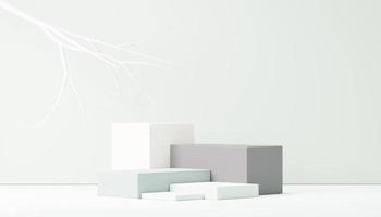 3d render abstract display podium platform for  product presentation and advertising. Minimal scene backdrop with clean design. Vacant pedestal for mock up. Empty stage with pastel color for cosmetic. photo