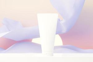 3d render of blank cosmetics skincare product or packaging for mock up. Beauty soap and spa concept. Lotion oil moisture for skin health. Premium and luxury design for branding. photo