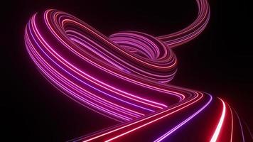 3d render of flash neon and light glowing on dark scene. Speed light moving lines. photo