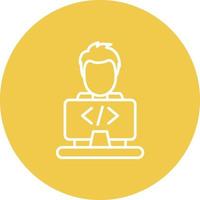Programmer Line Circle Background Icon vector