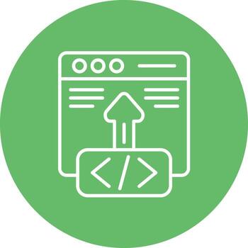 icono de fondo de círculo de línea de implementación de código vector