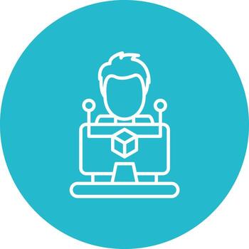 icono de fondo de círculo de línea de desarrollador de software vector