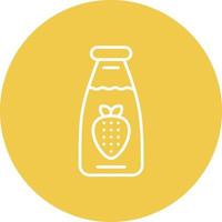 icono de fondo de círculo de línea de leche de fresa vector