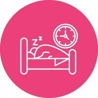 Bed Time Line Circle Background Icon vector