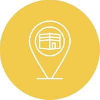 Qibla Direction Line Circle Background Icon vector