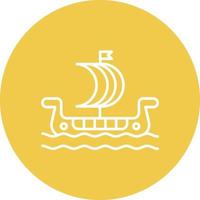 Viking Ship Line Circle Background Icon vector