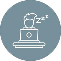 Sleepy Worker Line Circle Background Icon vector